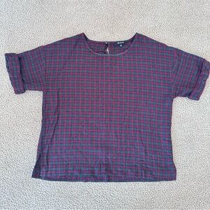 Madewell Boxy Tee Top in Heritage Plaid Size Small